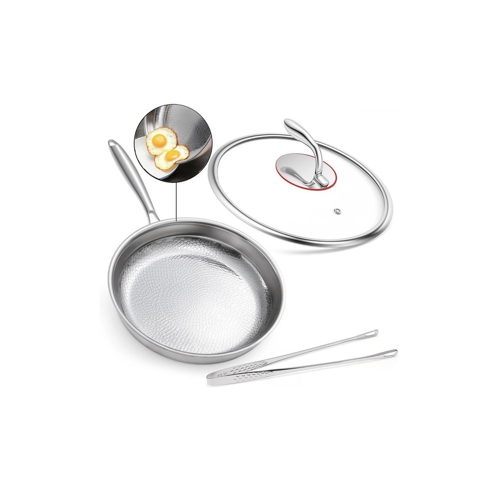 12N35/ Titanium Pans for Cooking, 12 Inch Frying Pan and Stainless Steel Tongs